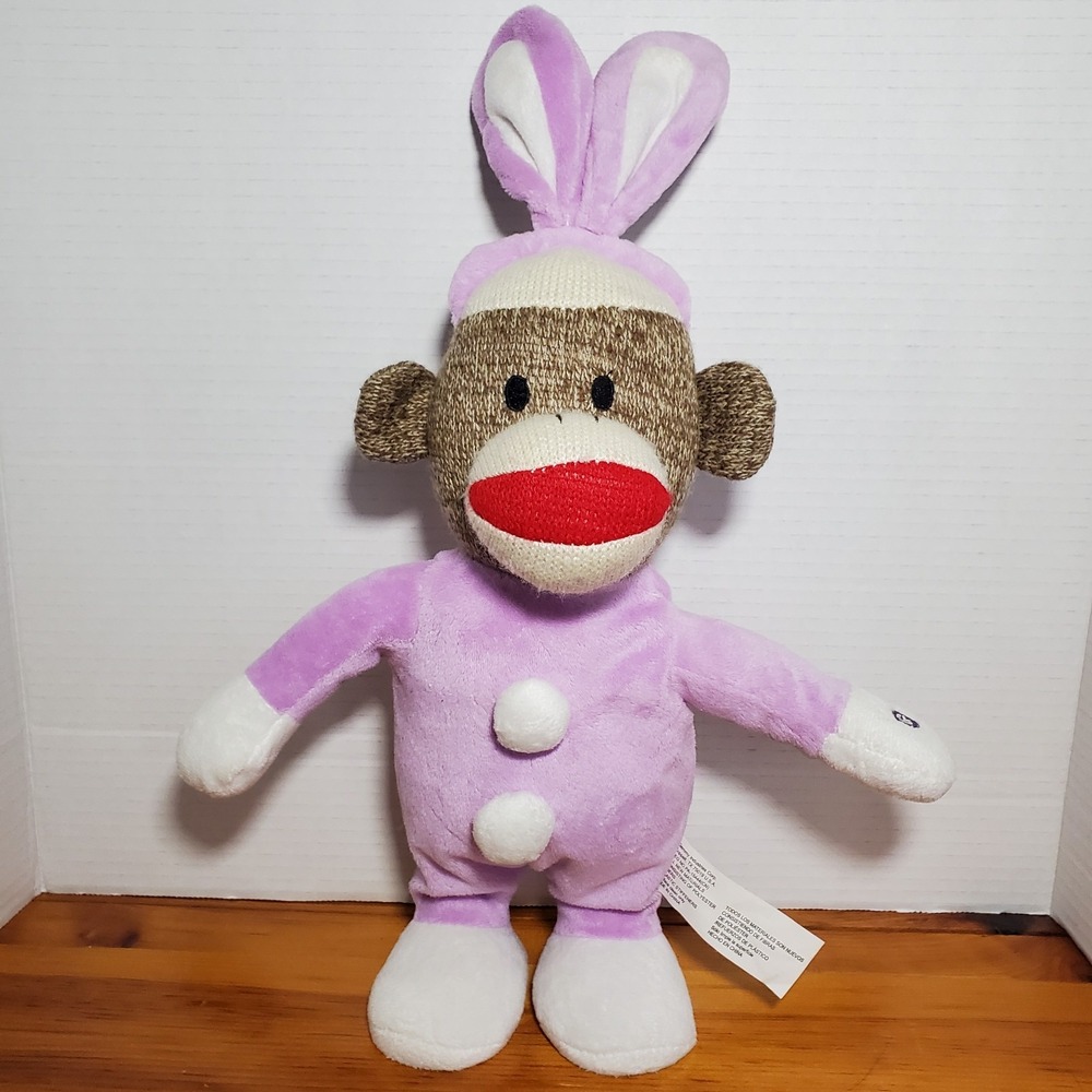 Gemmy Sock Monkey Animated Singing Dancing 13" Bunny Costume Easter‎ Rabbit Ears